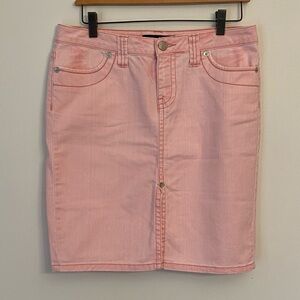 Like new London Jean Victoria’s Secrets pink retro acid wash denim mini skirt